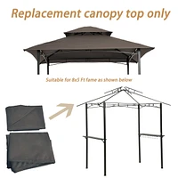 8x5FT Grill Gazebo Replacement Canopy, Double Tiered Bbq Tent Roof Top Cover