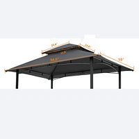 Streamdale Furniture 8x5FT Grill Gazebo Replacement Canopy, Double Tiered Bbq Tent Roof Top Cover