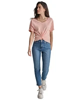 Dkny Women's Cotton Twist-Front V-Neck Short-Sleeve Top - 7PA