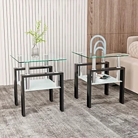 Modern Tempered Glass Square Coffee Table Set