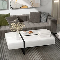 Contemporary Rectangle Design Living Room Furniture, Modern High Gloss Surface Cocktail Table