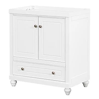 30" Bathroom Vanity Base Cabinet, Doors & Drawer
