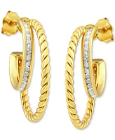 Giani Bernini Cubic Zirconia Double Small Hoop Earrings, 0.75", Created for Macy's