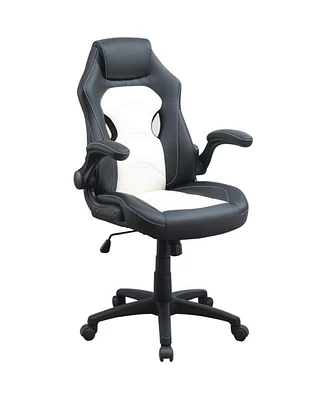 Simplie Fun Office Chair Upholstered 1 Piece Comfort Chair Relax Gaming Office Chair Work Black And White Color