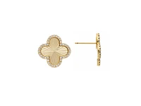 Rivka Friedman Satin Finish Cubic Zirconia Clover Stud Earrings