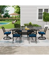Mondawe 7 Pieces Rectangular Outdoor Dining Set and 2 pcs Swivel Chair with Cushions