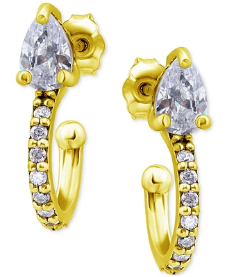 Giani Bernini Cubic Zirconia Pear & Round Small Hoop Earrings, Created for Macy's