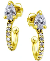 Giani Bernini Cubic Zirconia Pear & Round Small Hoop Earrings, Created for Macy's