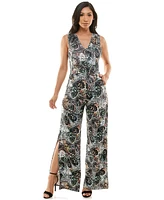 Bebe Women's Printed Plunge Neck Jumpsuit