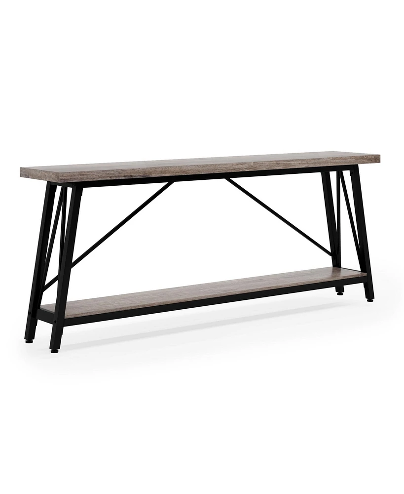 Tribesigns 70.86 Inches Extra Long Sofa Table Behind Couch, Industrial Entry Console Table for Hallway, Entryway & Living Room, Light Grey Brown