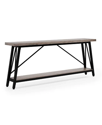 Tribesigns 70.86 Inches Extra Long Sofa Table Behind Couch, Industrial Entry Console Table for Hallway, Entryway & Living Room, Light Grey Brown