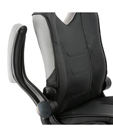 Elama High Back Adjustable Faux Leather Office Chair in Black and Gray