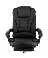 Elama High Back Adjustable Faux Leather Office Chair in Black with Adjustable Footrest