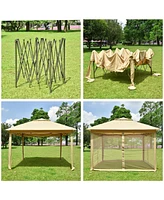 Yescom 11x11ft Pop-Up Gazebo Tent with Mesh Sidewall Canopy Shelter Outdoor Home Patio