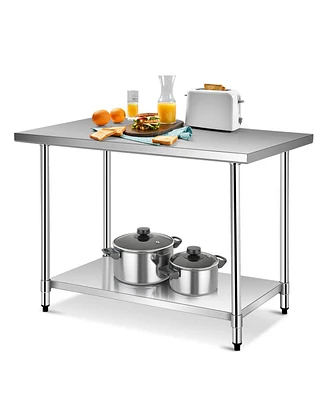 Costway 30" x 48" Commercial Kitchen Table Stainless Steel Food Prep & Work Table