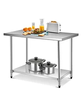 Costway 30" x 48" Commercial Kitchen Table Stainless Steel Food Prep & Work Table