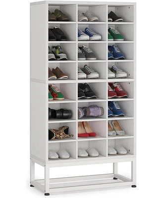 Tribesigns Shoe Storage Cabinet 55 inch, 8-Tier Freestanding Cube Closet Organizers, 24 Pair White Shoe Rack Storage with Movable Partition Boards for