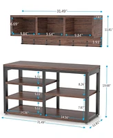 Tribesigns Industrial Hall Tree Shoe Rack and Bench Set, 5-in-1 Design with Coat Rack, 3 Storage Cubbies, and 7 Hooks for Entryway or Hallway