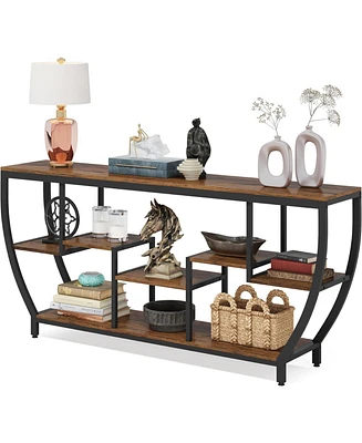 Tribesigns 70.9 Inch Long Sofa Table with Shelves, Rustic Console Table with Storage, Entryway Table Tv Stand, Behind Couch Table Accent Tables for Li