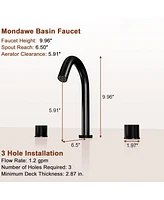 Mondawe Deck Mounted 8 Inch Widespread Double-Handle Bathroom Faucet in Brushed Nickel for Bathroom, Vanity, Laundry