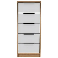 Streamdale Furniture Kaia 5 Drawer Dresser, Vertical Dresser - White Pine