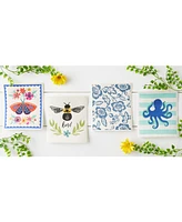 Design Imports Swedish Dishcloths for Kitchen Cleaning, Machine Washable Dishwasher Safe, 7.75 x 6.75", Octopus, 3 Piece