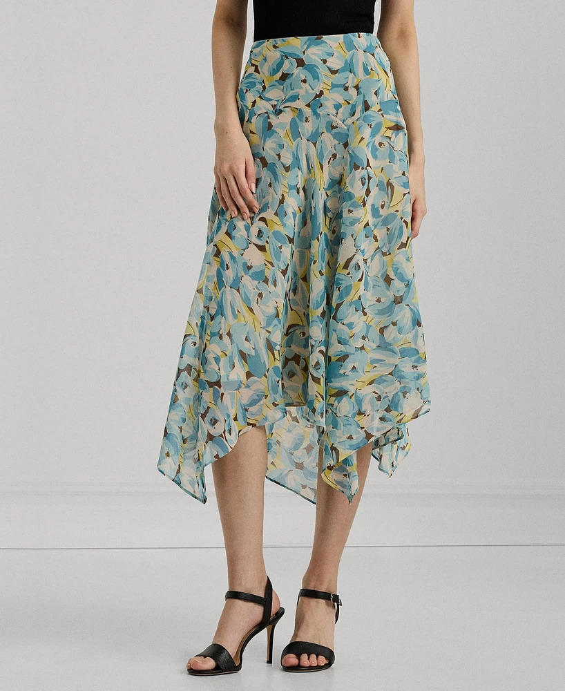 Lauren Ralph Women's Floral Handkerchief Midi Skirt