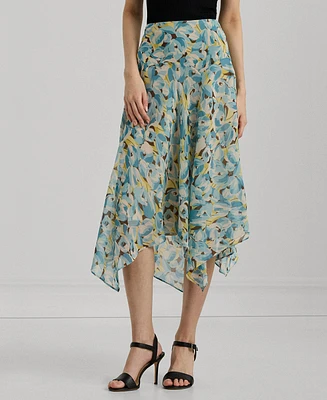 Lauren Ralph Women's Floral Handkerchief Midi Skirt