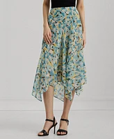 Lauren Ralph Women's Floral Handkerchief Midi Skirt