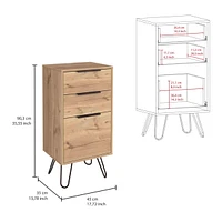 Augusta Light Dresser, Hairpin Legs, Superior Top, Three Drawers - Light Oak