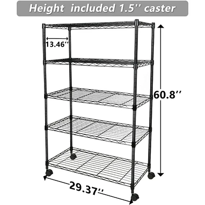 Simplie Fun Simple Deluxe Heavy Duty 5-Shelf Shelving Unit, 29 D X 14 W X 61 H, 5 Tier