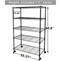 Simplie Fun Simple Deluxe Heavy Duty 5-Shelf Shelving Unit, 29 D X 14 W X 61 H, 5 Tier