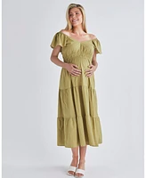 Angel Maternity Ruffled Dress Chartreuse