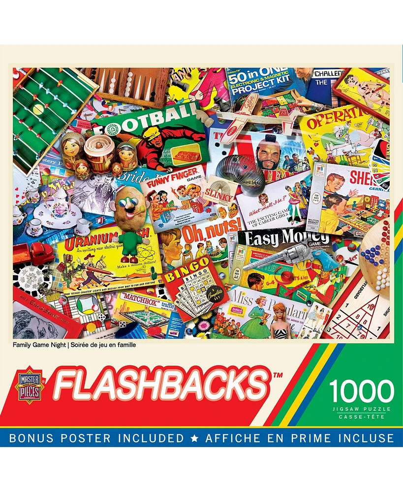 Masterpieces Flashbacks - Family Game Night 1000 Piece Jigsaw Puzzle