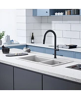 Mondawe Modern Kitchen Faucets with Pull Out Sprayer,Two Function Spray Kitchen Sink Faucet with Single Hole Deck Mount