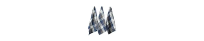 Design Imports Tri-Color Check Collection Kitchen, Dishtowel Set, French Blue, 3 Piece