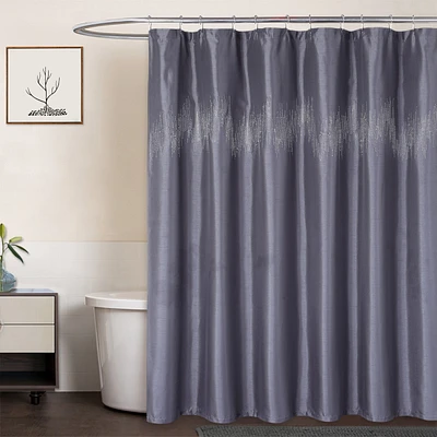 Caromio Shimmer Crystal Faux Silk Fabric Shower Curtain, 72" x 72"