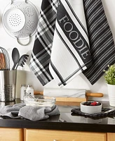 Design Imports Everyday Collection Foodie Kitchen Set, Dishtowel Dishcloth, Black, 5 Piece