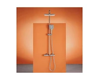Casainc Thermostatic 9.8" Square Shower System with 3 Spray Modes Hand Shower