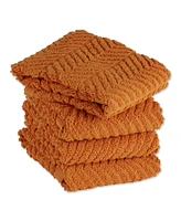 Design Imports Luxury Bar Mop Collection Chevron Dishtowel Set, 16x19", Pumpkin Spice, 4 Piece
