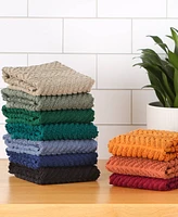 Design Imports Luxury Bar Mop Collection Chevron Dishtowel Set, 16x19", Stonewash Blue, 4 Piece