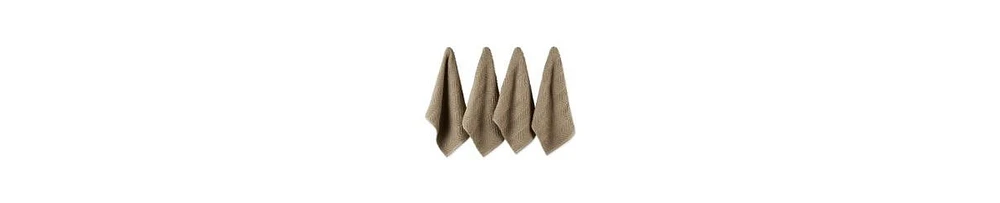 Design Imports Luxury Bar Mop Collection Chevron Dishtowel Set, 16x19", Stone, 4 Piece