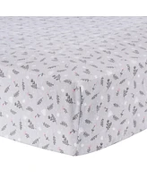 Trend Lab Gray Prairie Floral Deluxe Flannel Fitted Crib Sheet by