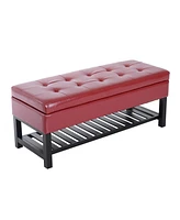 Storage Ottoman Bench Foot Stool Shoe Rack Faux Leather Furniture