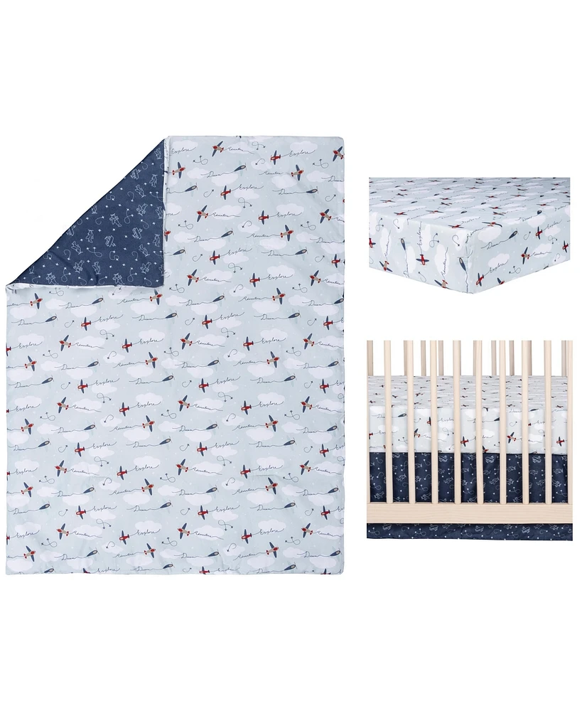 Sammy & Lou Air Travel Adventure Awaits 3 Piece Crib Bedding Set