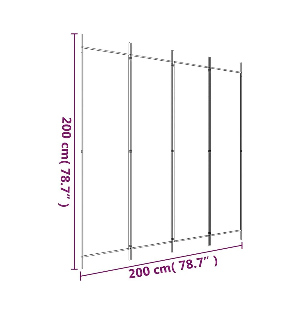 vidaXL 4-Panel Room Divider Anthracite 78.7"x78.7" Fabric