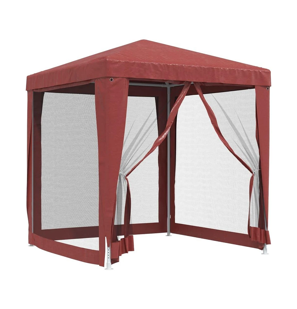 Party Tent with 4 Mesh Sidewalls Red 6.6'x6.6' Hdpe