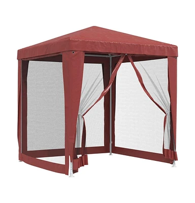 Party Tent with 4 Mesh Sidewalls Red 6.6'x6.6' Hdpe
