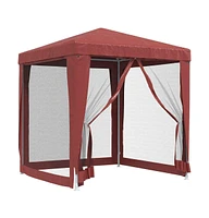 Party Tent with 4 Mesh Sidewalls Red 6.6'x6.6' Hdpe