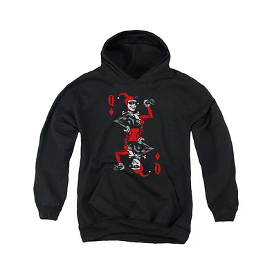 Batman Boys Youth Quinn Of Diamonds Pull Over Hoodie / Hooded Sweatshirt